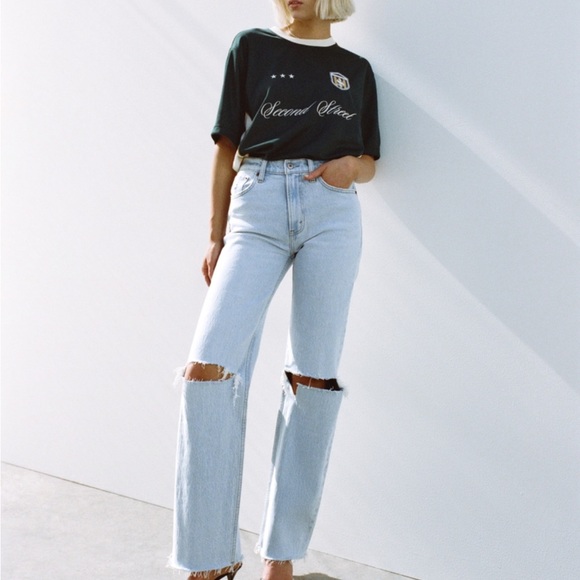 Light Blue Distressed Jeans - Picture 2 of 4